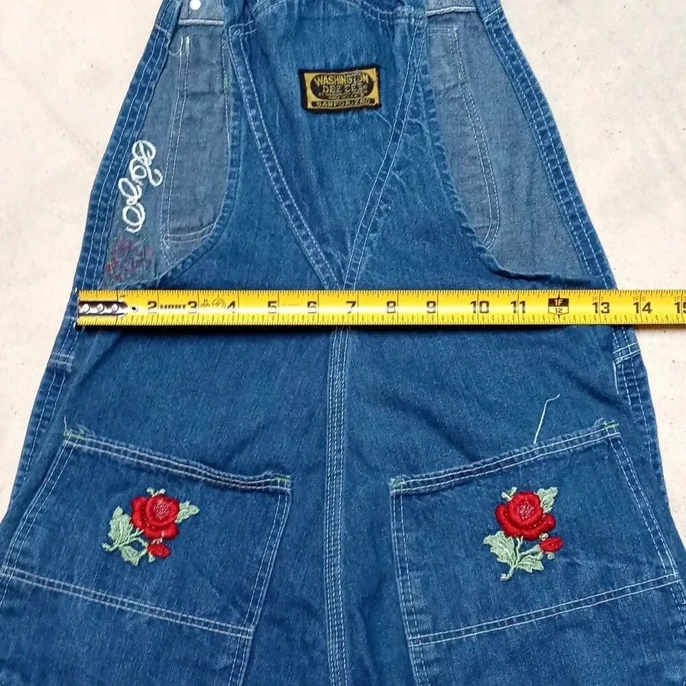 *READ* Vintage WASHINGTON DEE CEE Sanforized Denim Overalls Bib Jeans 28x30
